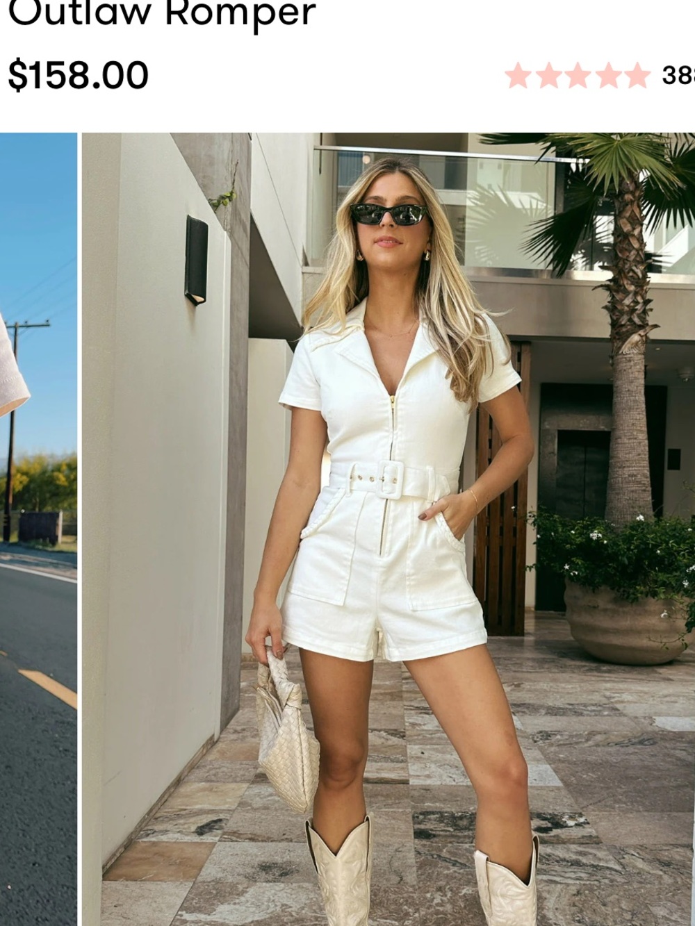 Show Me Your MuMu White Short Sleeve Belted Romper NWOT
